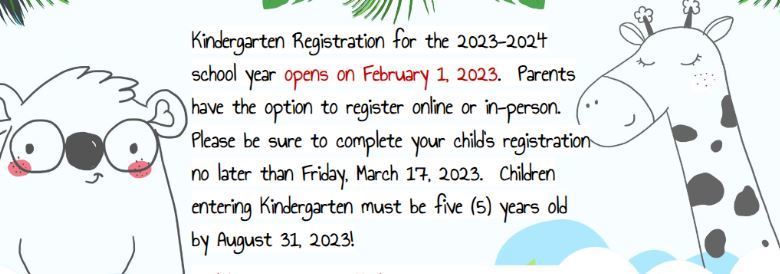 Kindergarten REGISTRATION for 23-24 SY